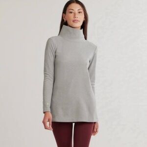 🩶 DUDLEY STEPHENS cobble hill mock turtleneck top size large gray pockets EUC